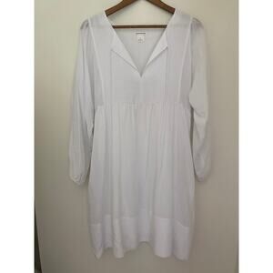 Club Monaco White Long Sleeve Dress Front Tie Classic Staple Capsule Basic EUC 8